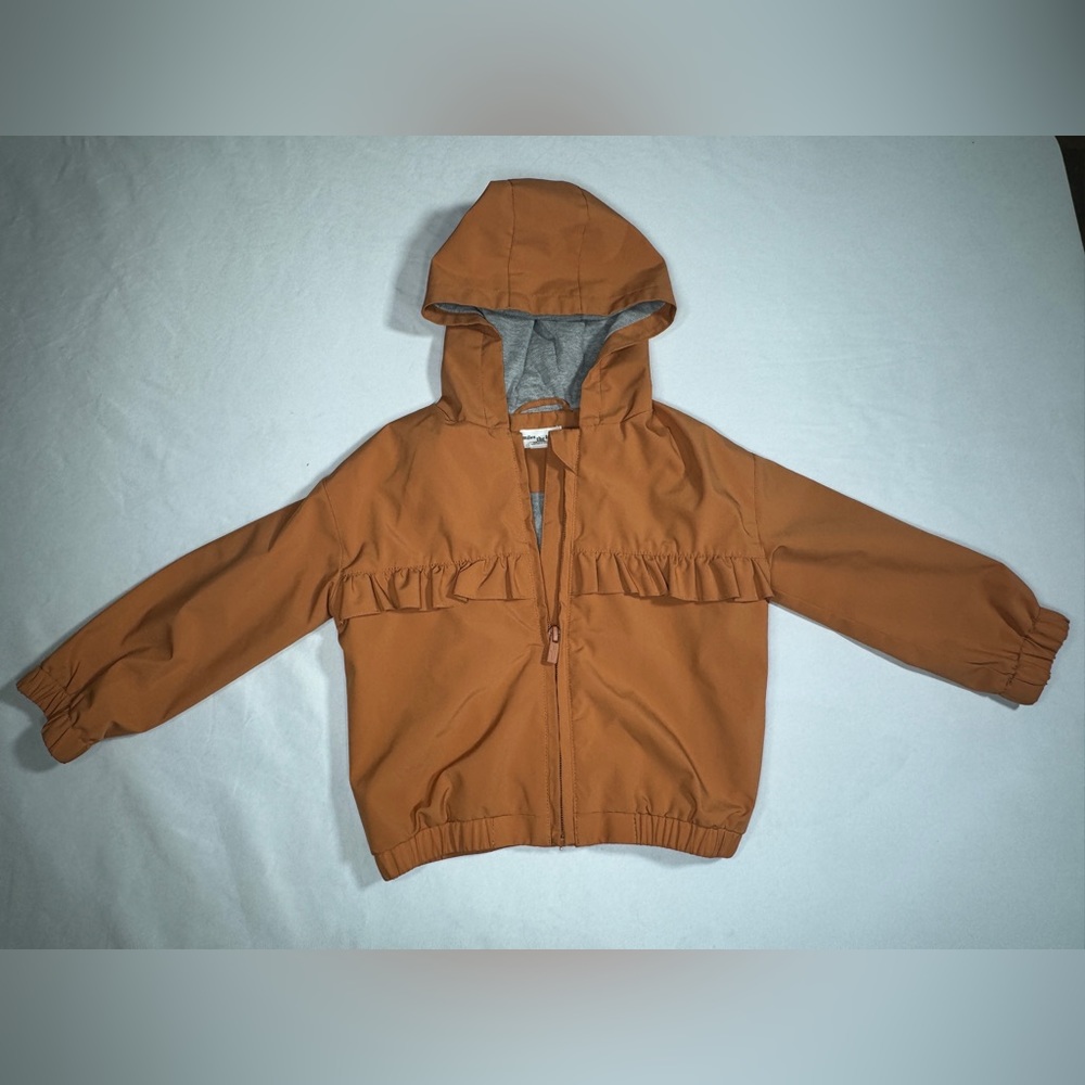 Miles The Label Girls Sunrise Hooded Rain Jacket with Ruffles Sz 24 months
